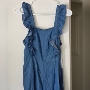 Blue Ruffled Jumpsuit NWT Size Medium